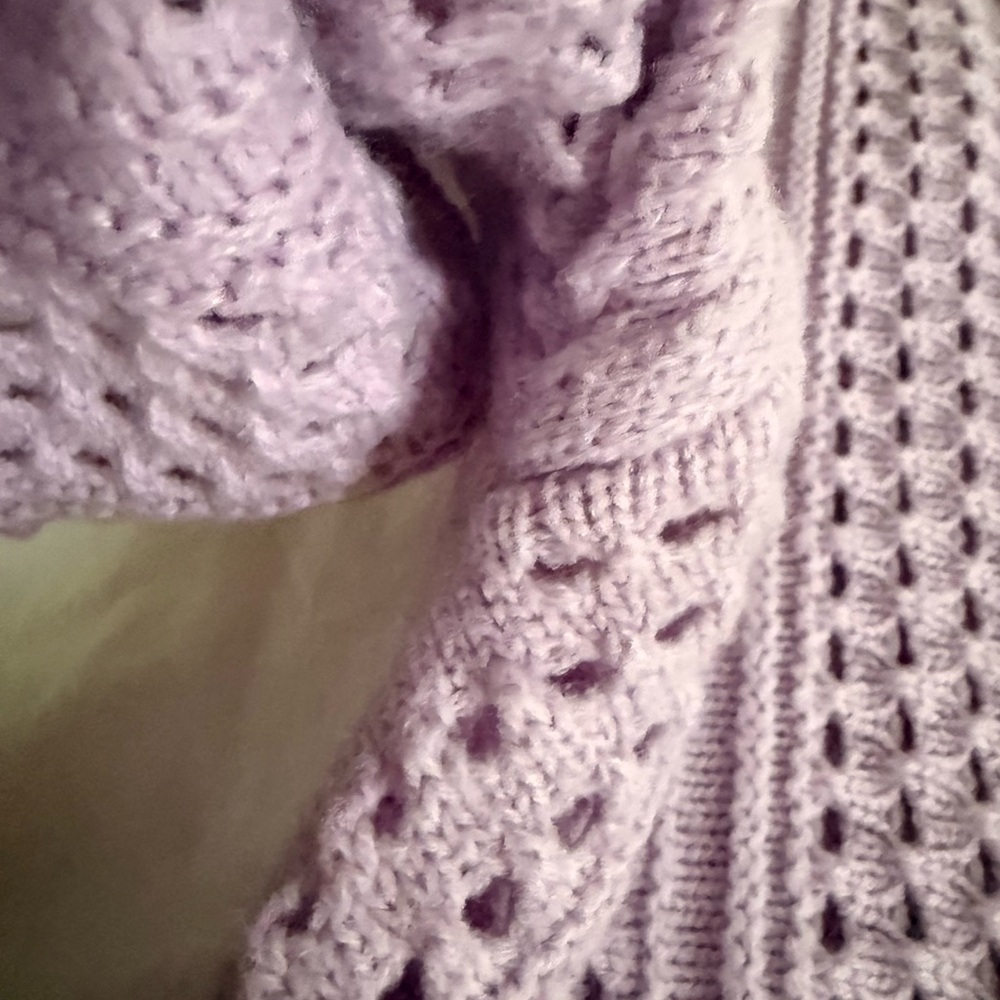 Hippie Rose Lavender Open-Weave Long Cardigan - Picture 7 of 9
